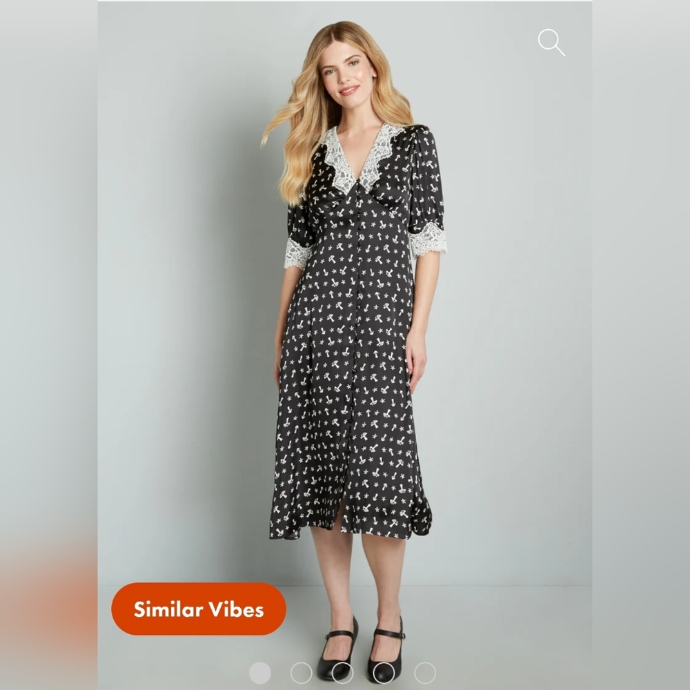 Modcloth Black and White Midi Dress